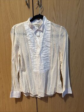 J. Crew 100% Cotton Cream Swiss Dot Button-Front Blouse